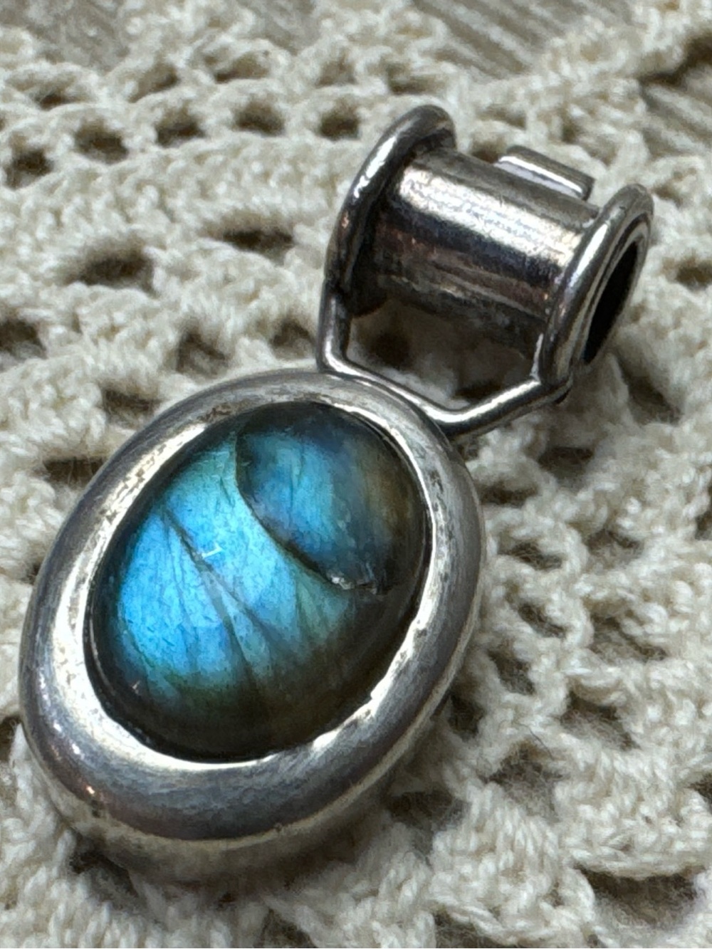 Vintage 925 Sterling Silver Labradorite Pendant for Necklace Jewelry